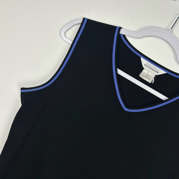 Exclusively Misook Black Blue V-Neck Sleeveless Blouse Size Large - Picture 5 of 5